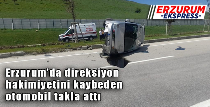 Direksiyon hakimiyetini kaybeden otomobil takla attı