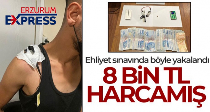 Ehliyet sınavında kopya düzeneğiyle yakalandı