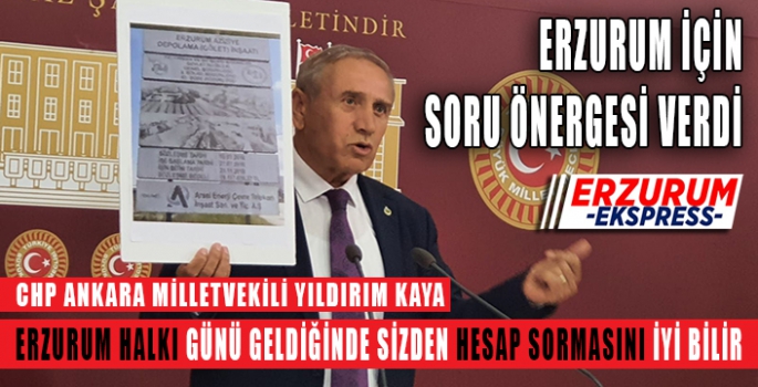 ERZURUM İÇİN SORU ÖNERGESİ VERDİ.