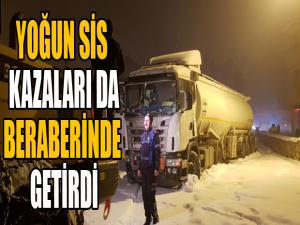 Erzurumda etkili olan sis trafik kazalarına neden oldu 