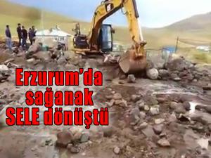  Erzurumda sağanak sele dönüştü 