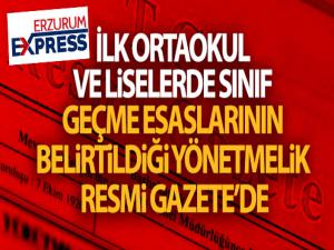 İlk, ortaokul ve liselerde sınıf geçme esaslarının belirtildiği yönetmelik Resmi Gazete'de