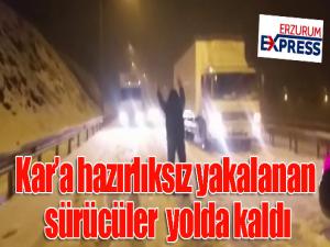  Kara hazırlıksız yakalanan sürücüler yolda kaldı