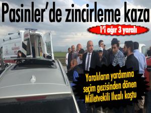 Pasinlerde zincirleme kaza: 1i ağır 3 kişi yaralandı