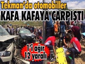 Tekmanda otomobiller kafa kafaya çarpıştı: 12 yaralı 