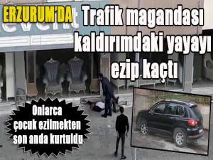 Trafik magandası kaldırımdaki yayayı ezip kaçtı