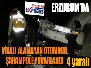 Virajı alamayan otomobil şarampole yuvarlandı: 4 yaralı