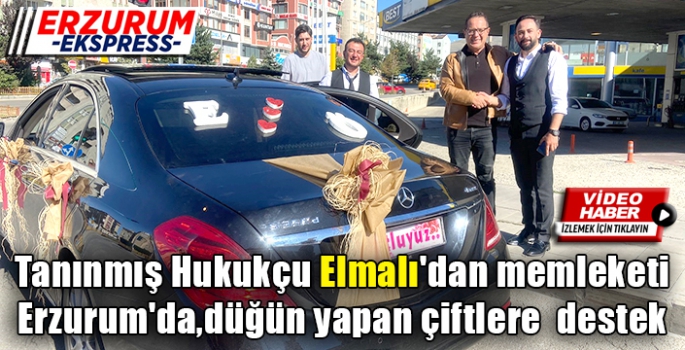 Tanınmış Hukukçu Elmalı'dan memleketi Erzurum'da düğün yapan çiftlere  destek. 