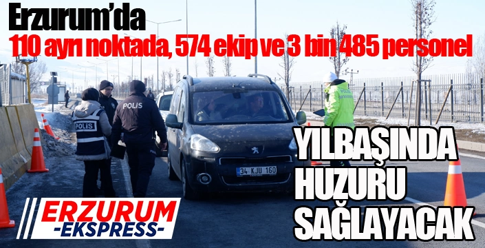 Erzurum'da 110 ayrı noktada, 574 ekiple ve 3 bin 485 personelle yılbaşı denetimi