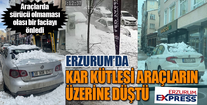 Erzurum'da araçlar tonlarca ağırlığındaki kar kütlesinin altında kaldı