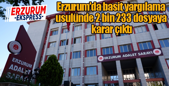 Erzurum’da basit yargılama usulünde 2 bin 233 dosyaya karar çıktı