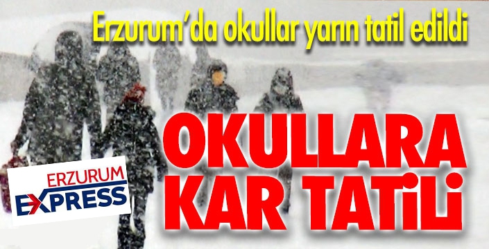 Erzurum'da okullar yarın tatil...