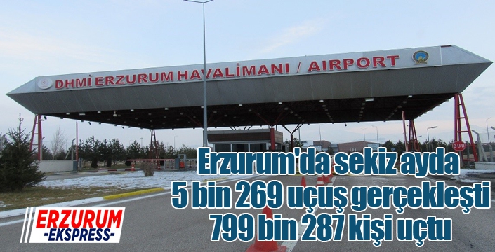 Erzurum'da sekiz ayda 5 bin 269 uçuş gerçekleşti, 799 bin 287 kişi uçtu