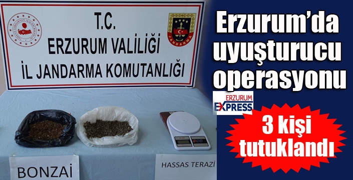 Erzurum’da uyuşturucu operasyonu: 3 tutuklama