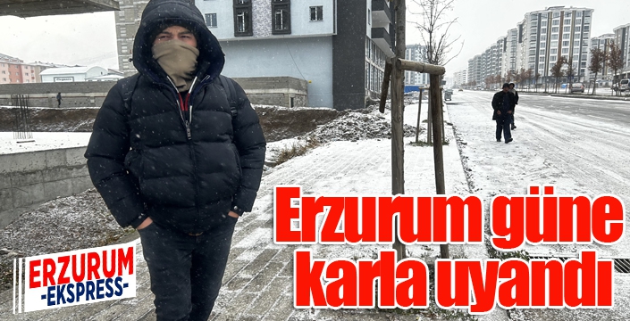 Erzurum güne karla uyandı