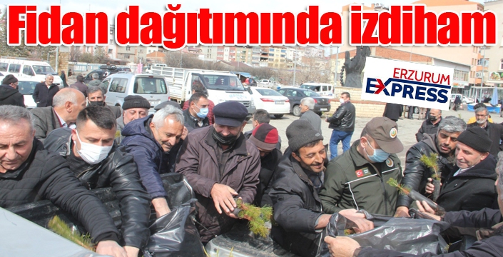 Fidan dağıtımında izdiham yaşandı