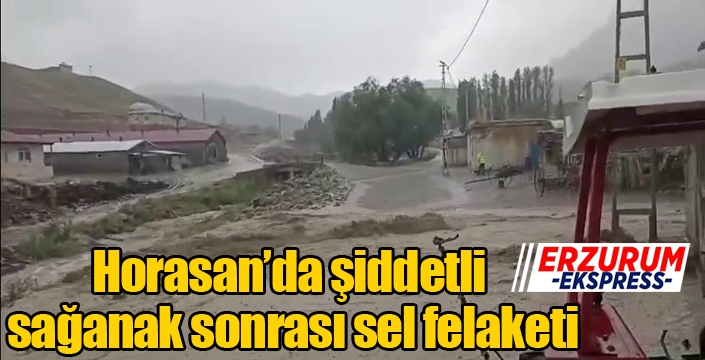 Horasan ilçesinde şiddetli sağanak sonrası sel felaketi