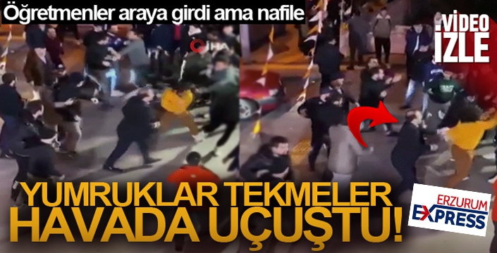 Öğrencilerin uçan tekmeli kavgası kamerada