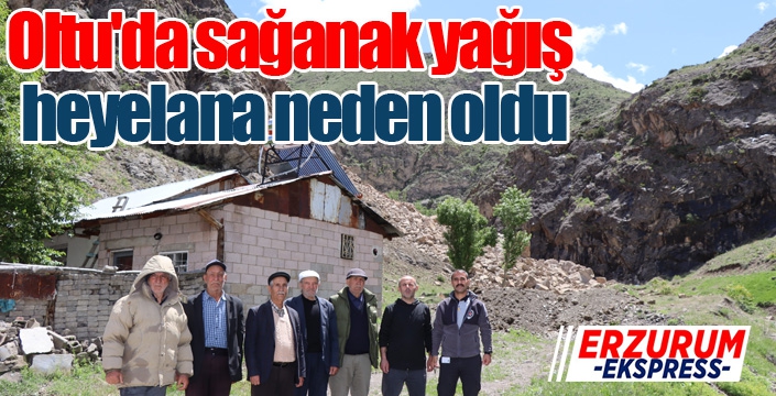 Oltu'da sağanak yağış heyelana neden oldu