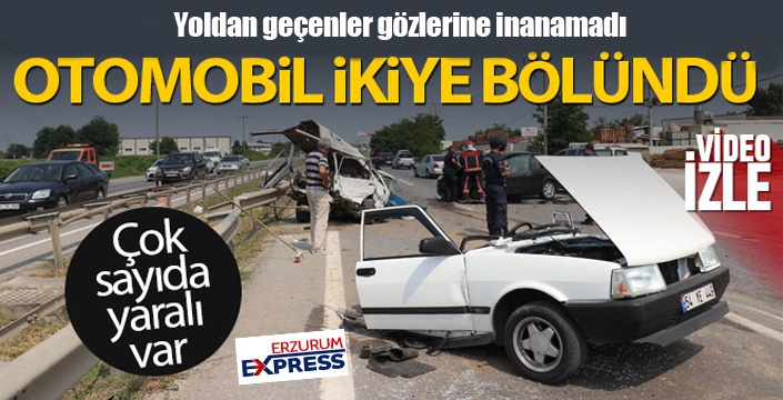 Otomobil ikiye bölündü: 6 yaralı