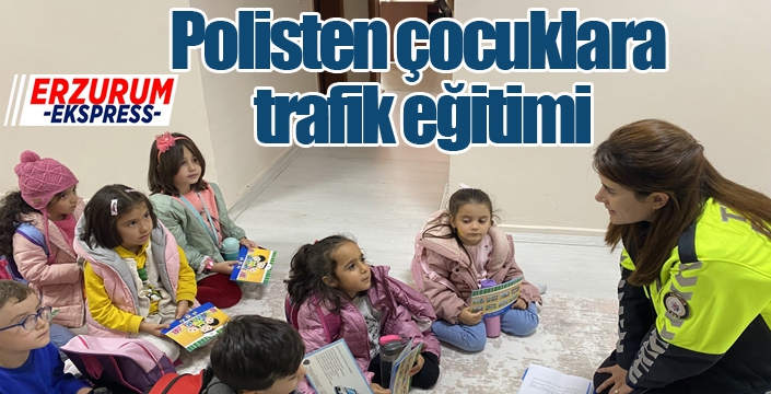 Polisten çocuklara trafik eğitimi