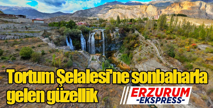 Tortum Şelalesi'ne sonbaharla gelen güzellik