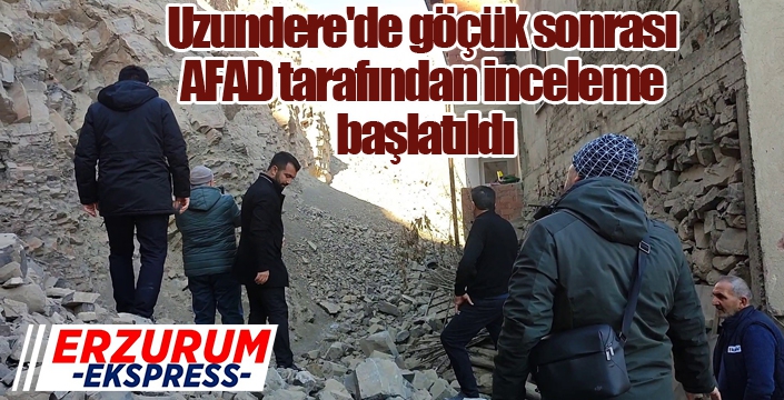 Uzundere'de göçük sonrası AFAD tarafından inceleme başlatıldı