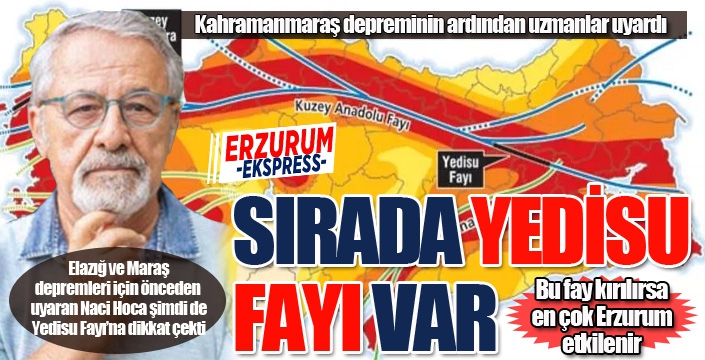 Yedisu Fayı en çok Erzurum’u etkiler...