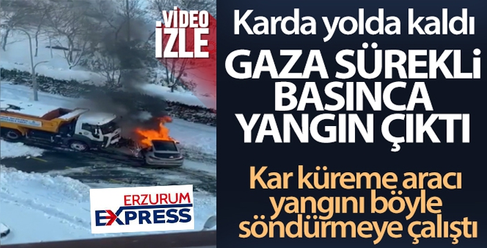 Yolda kalan sürücü gaza sürekli basınca araçta yangın çıktı